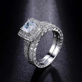 Sier-plated Diamond Luxury Couple Square Rings