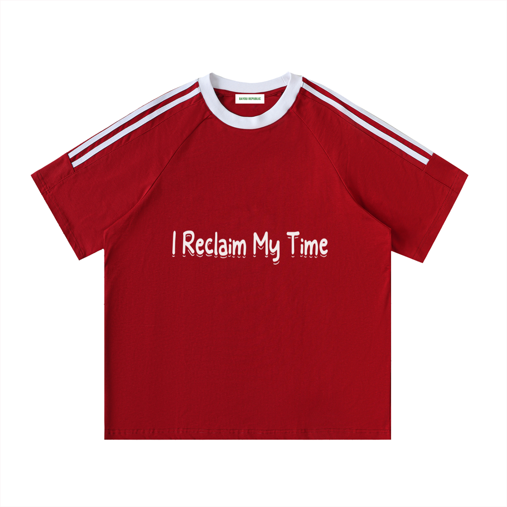 Contrast Tape Crewneck Cotton T-Shirt