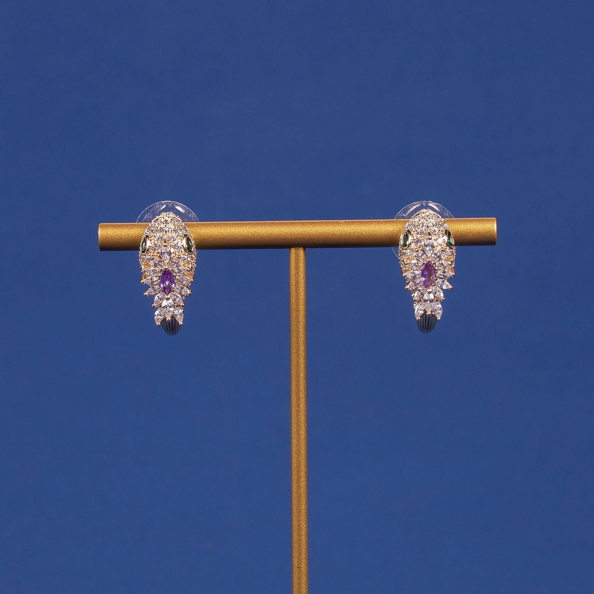S925 Silver Needle Zircon Snake Stud Earrings
