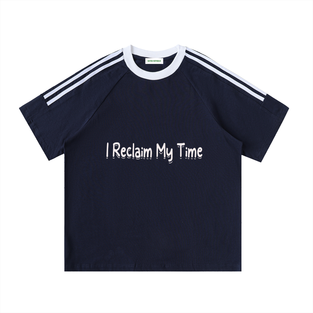 Contrast Tape Crewneck Cotton T-Shirt
