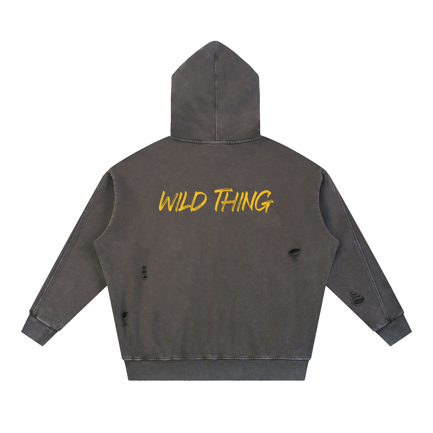 Snow Washed Distressed Panel Pocket Hoodie