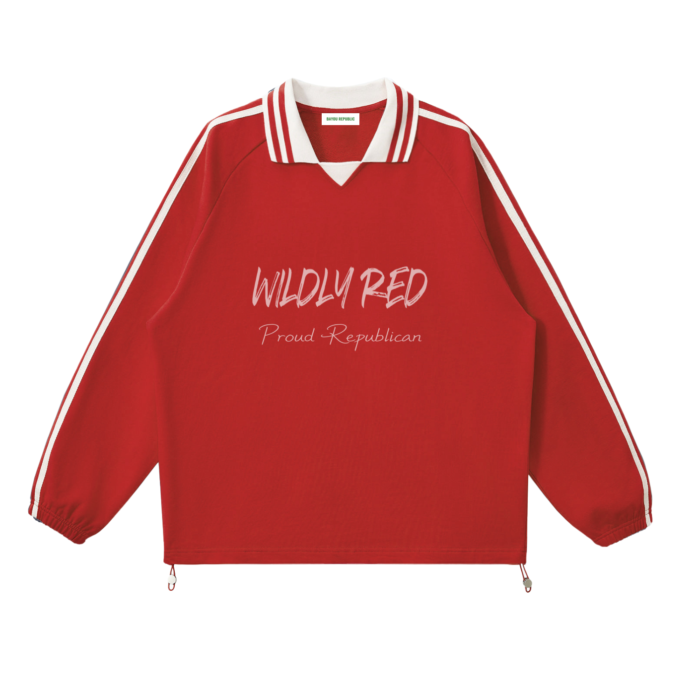 Contrast Striped Lapel Collar Sweatshirt
