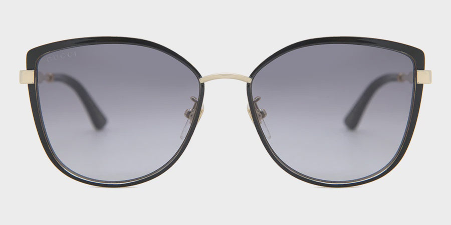 Gucci GG0589SK-001 57 Women’s Sunglasses | Black/Gold Metal Frame