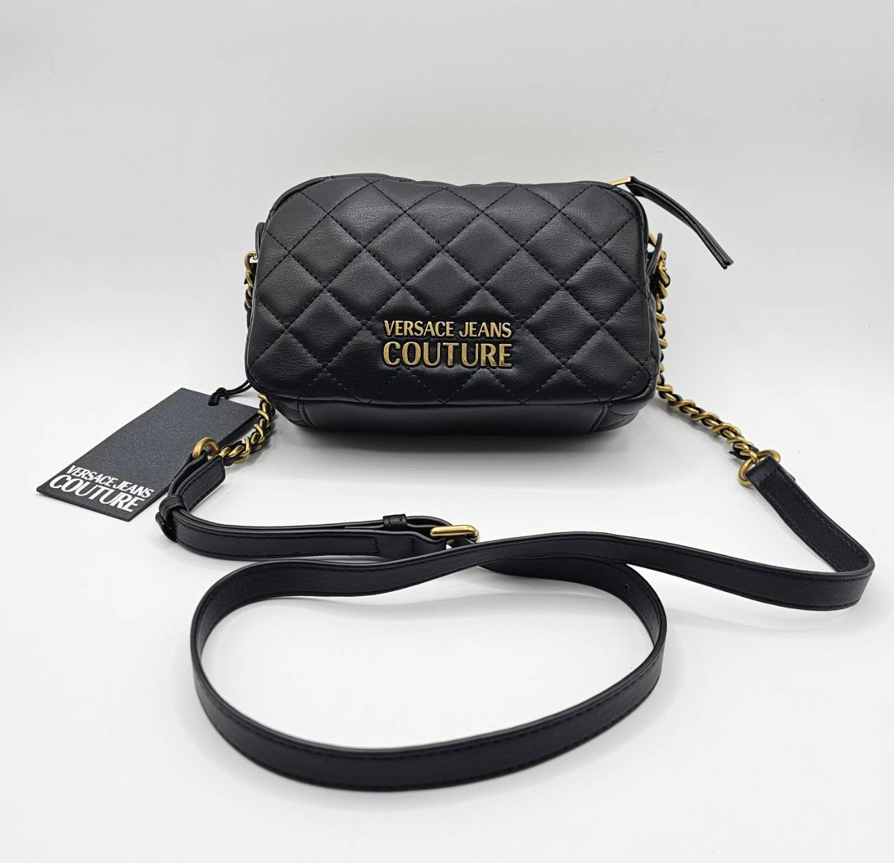 Versace Couture Black Quilted Cross Body Bag