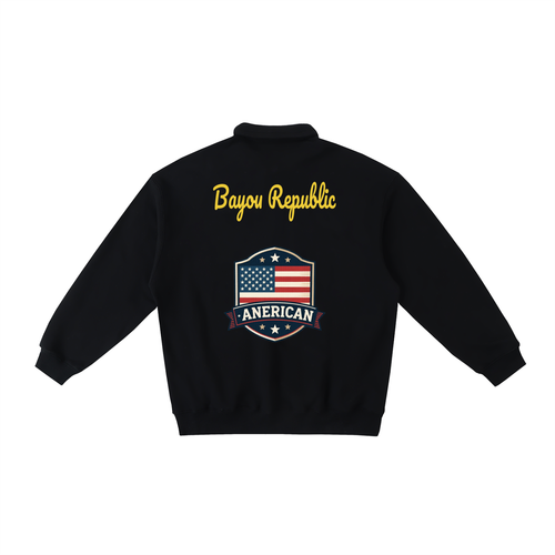 American Proud Polo-Collar Sweatshirt