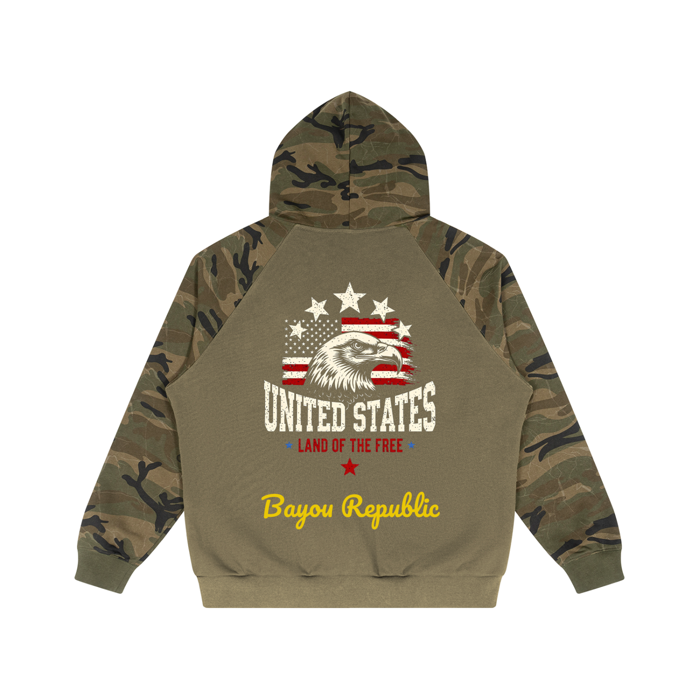 Unisex Camo-Splice Raglan Zip Hoodie