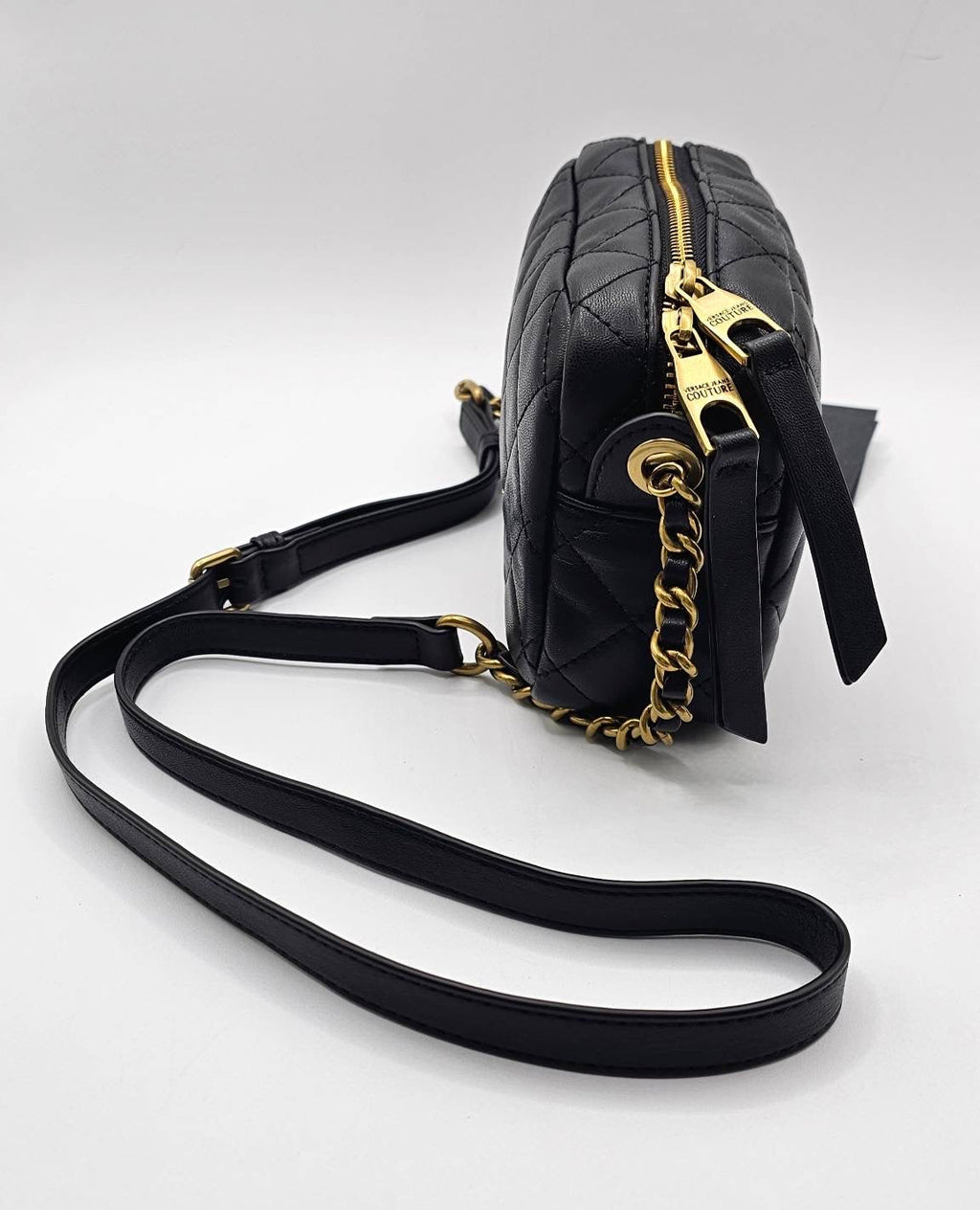 Versace Couture Black Quilted Cross Body Bag
