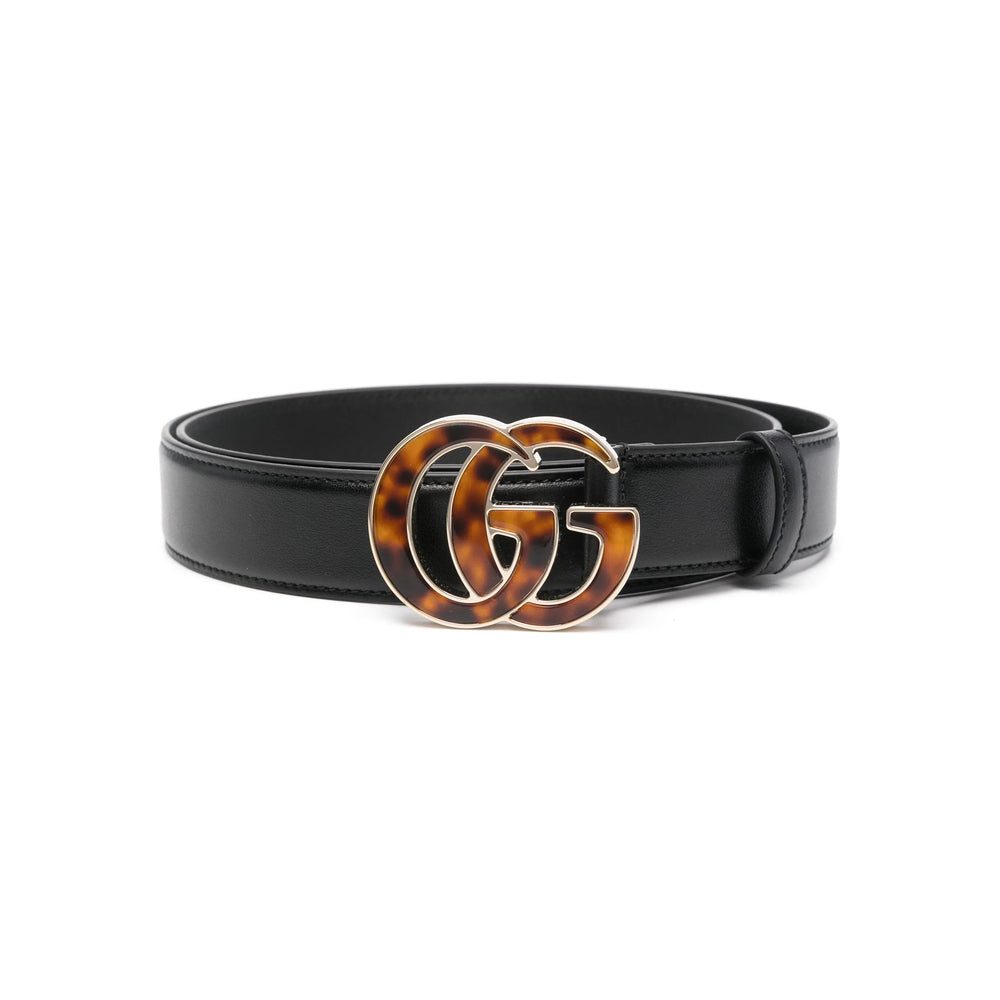 Black and Brown Monogram Gucci Black Belts Women