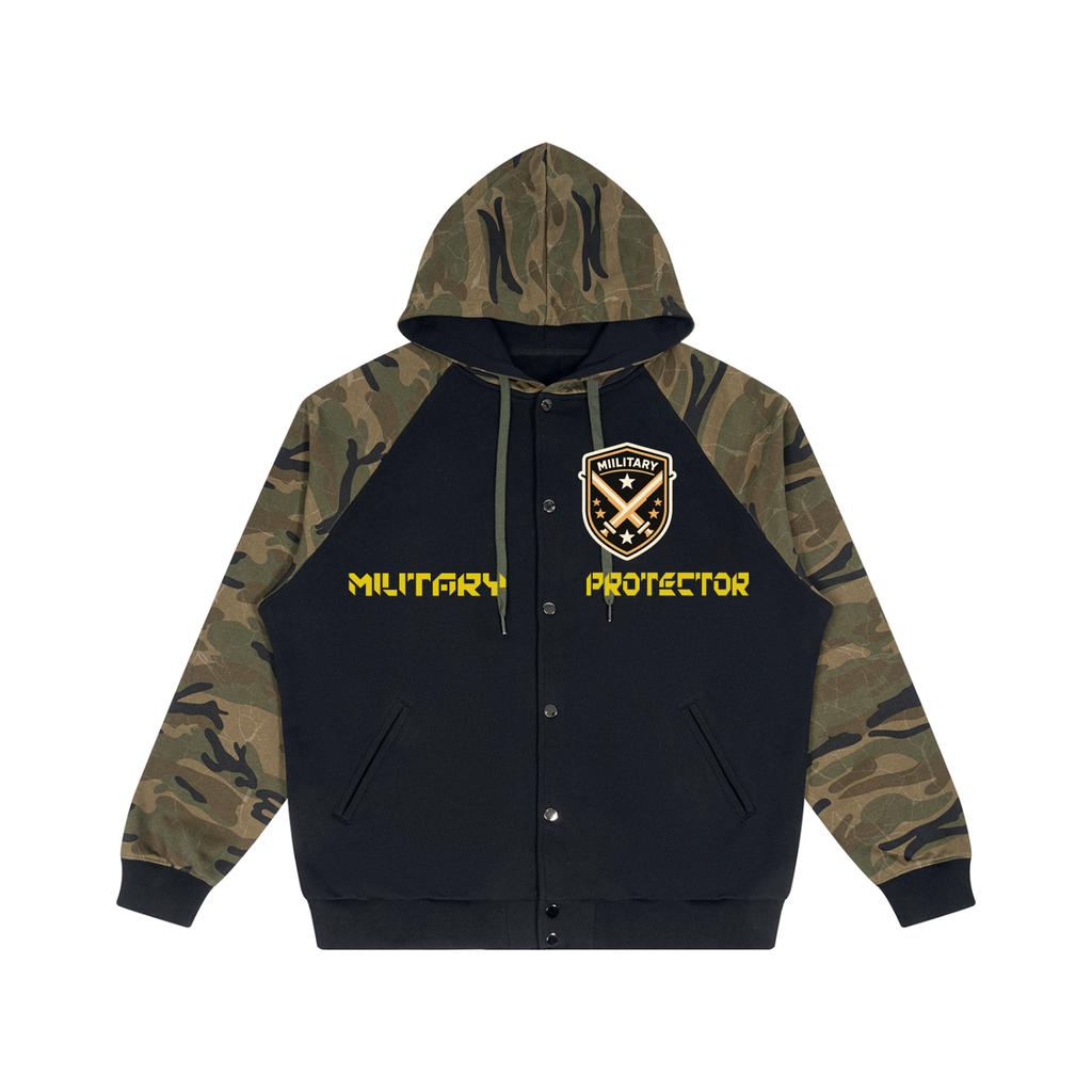 Unisex Camo-Splice Raglan Zip Hoodie