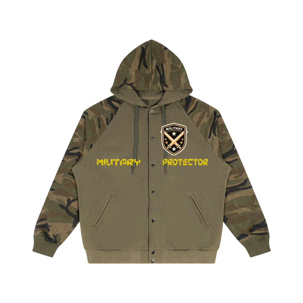Unisex Camo-Splice Raglan Zip Hoodie