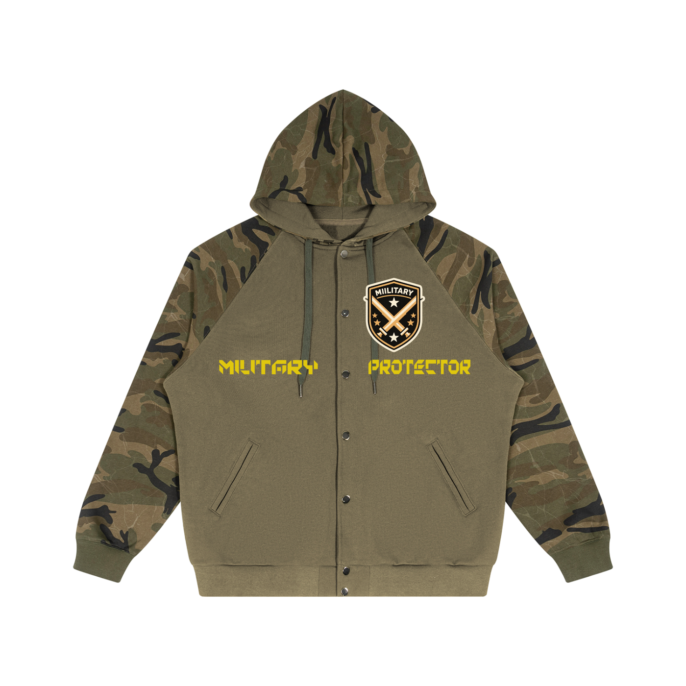 Unisex Camo-Splice Raglan Zip Hoodie