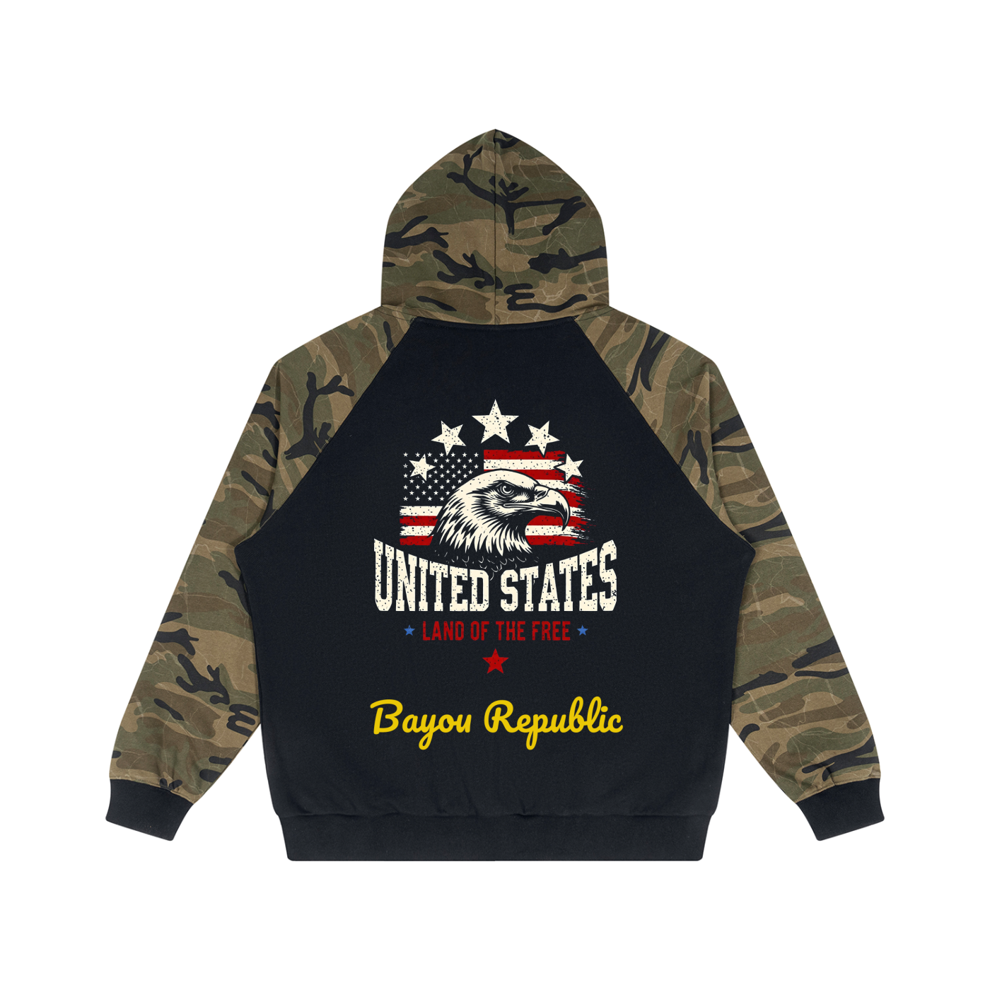 Unisex Camo-Splice Raglan Zip Hoodie