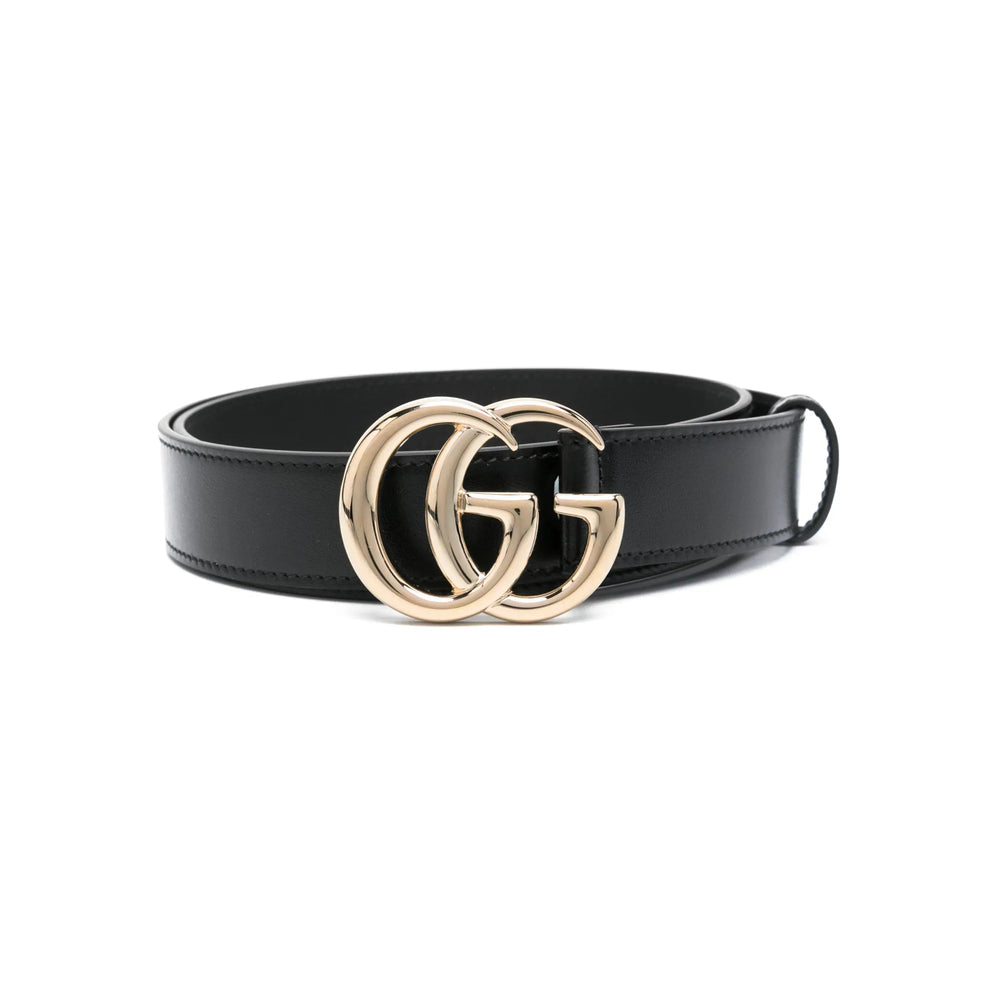 Gucci Black Belts Women w/ Silver Monogram Buckle