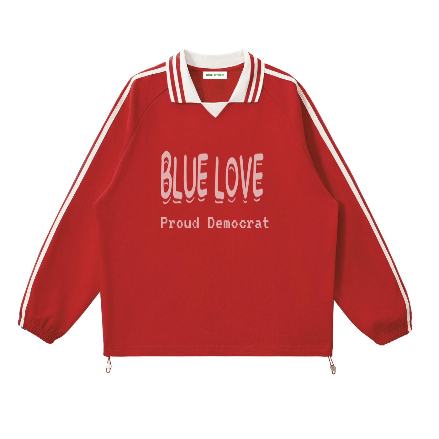 Contrast Striped Lapel Collar Sweatshirt