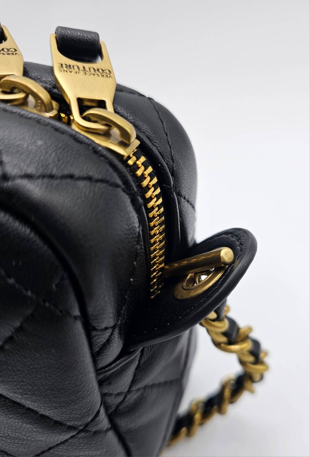 Versace Couture Black Quilted Cross Body Bag