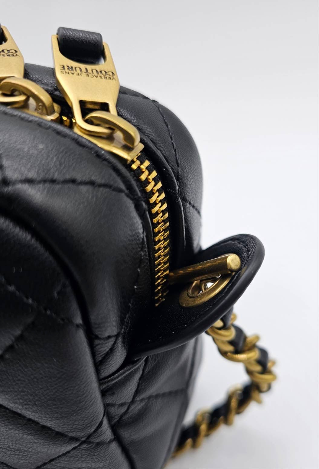 Versace Couture Black Quilted Cross Body Bag