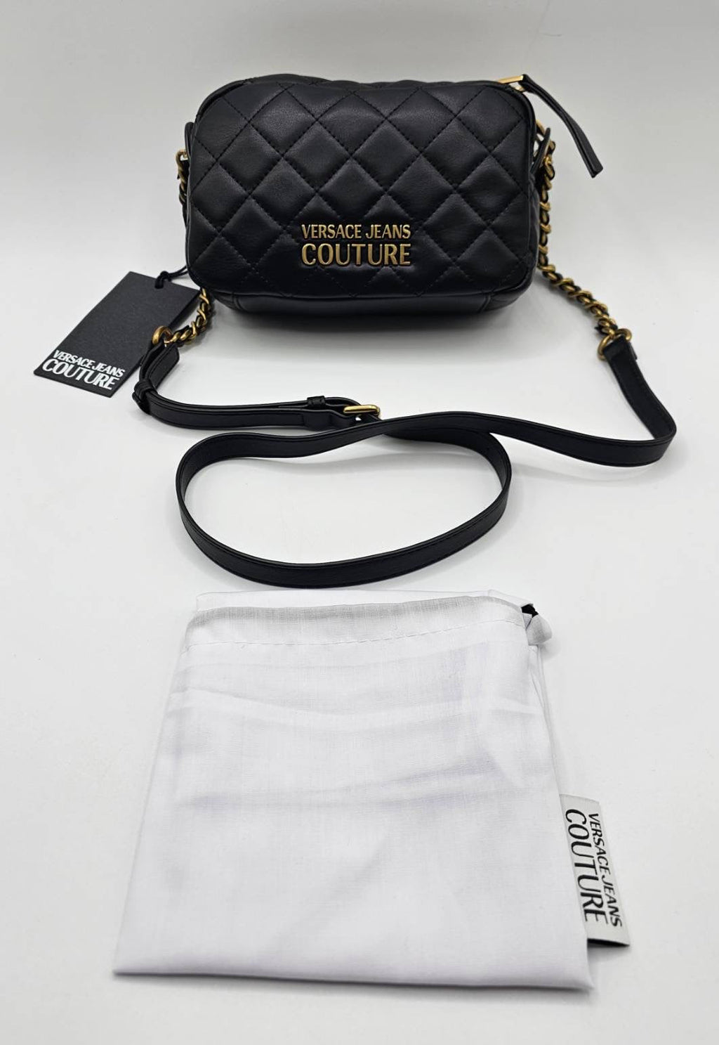 Versace Couture Black Quilted Cross Body Bag