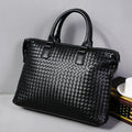 Men's Leather Large Briefcase Hand Woven Luxury Business Tote