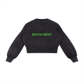 Mineral Wash Balloon Sleeve Cropped Sweater