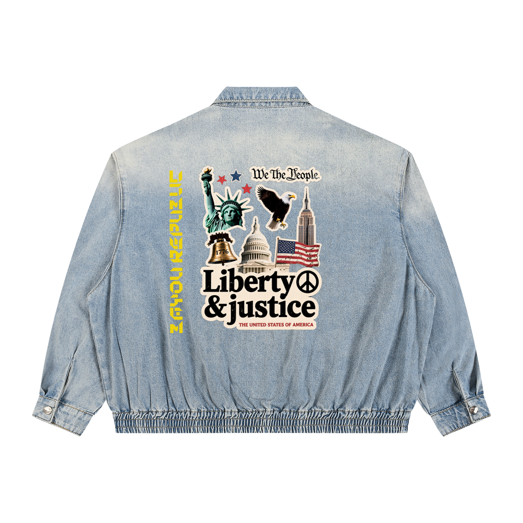 Unisex Vintage Wash Full-Zip Denim Jacket