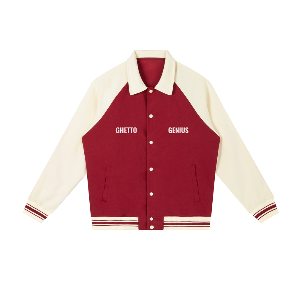 Contrast Raglan Sleeve Baseball Jacket