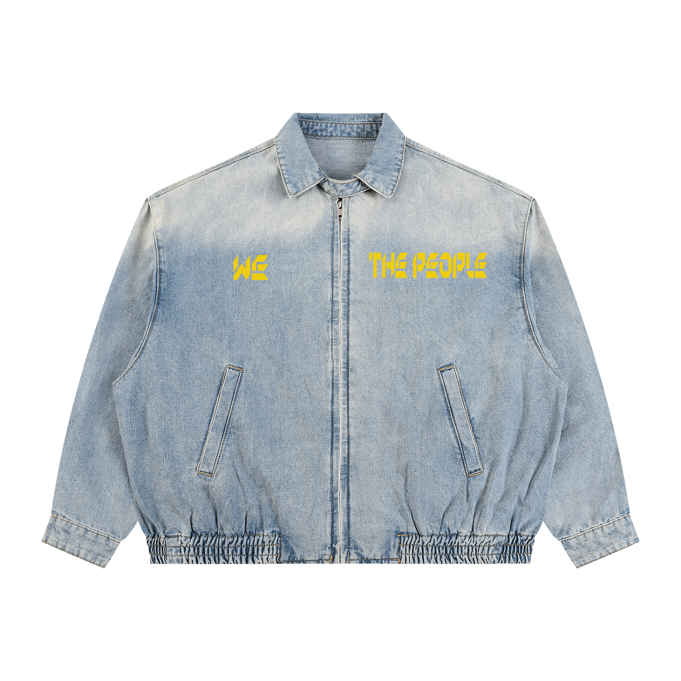Unisex Vintage Wash Full-Zip Denim Jacket