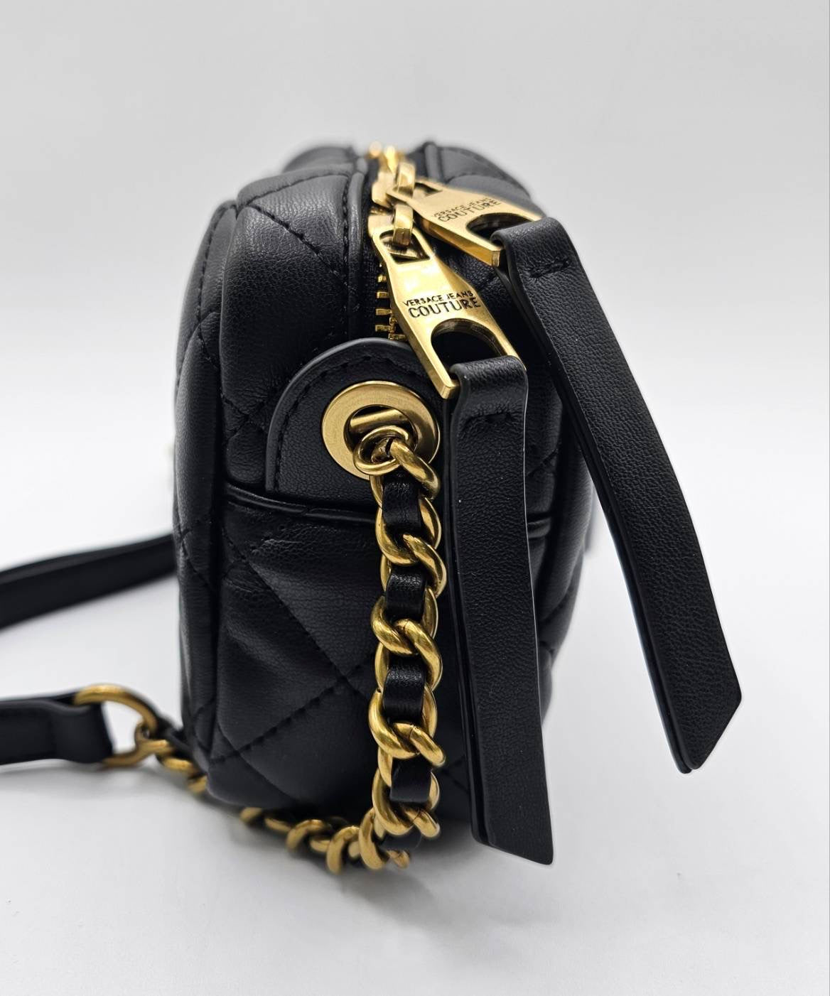 Versace Couture Black Quilted Cross Body Bag