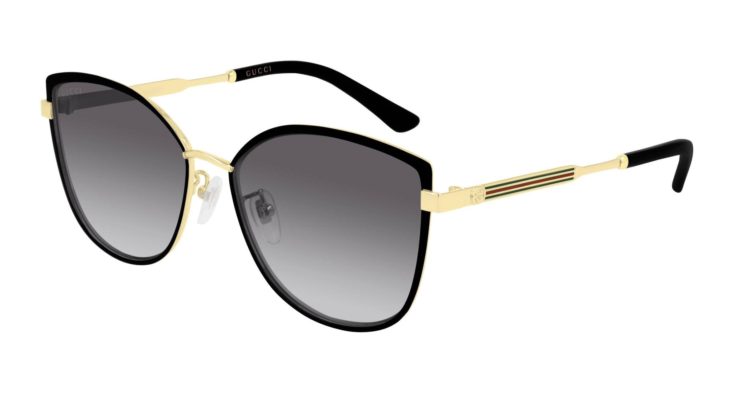 Gucci GG0589SK-001 57 Women’s Sunglasses | Black/Gold Metal Frame