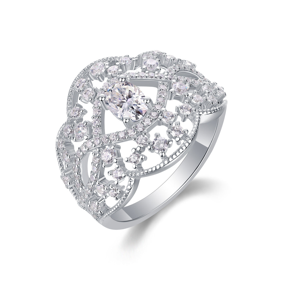 Sier Moissanite Luxury Inlaid Ring
