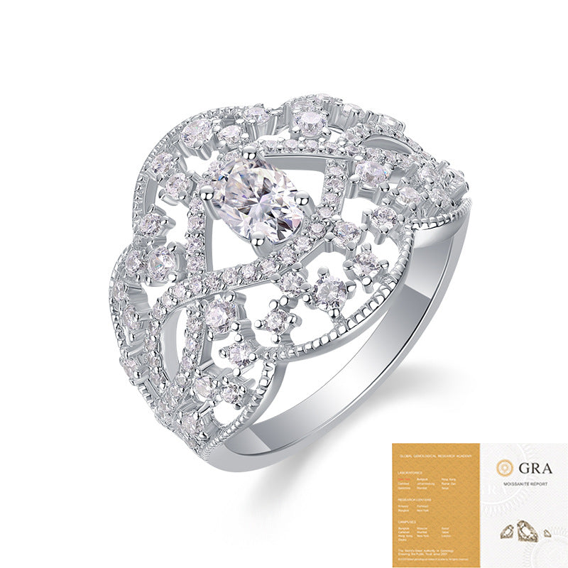 Sier Moissanite Luxury Inlaid Ring