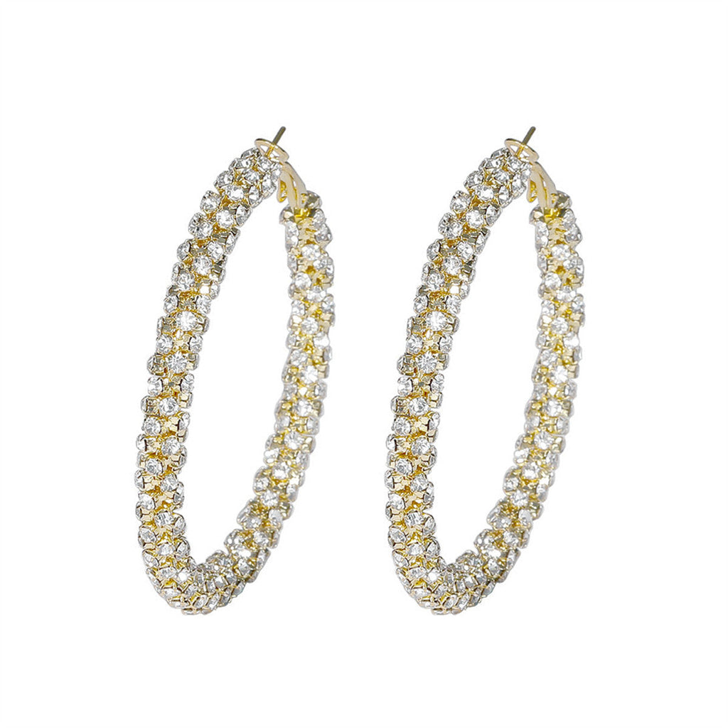 Natural Rhinestone Hoop Earrings
