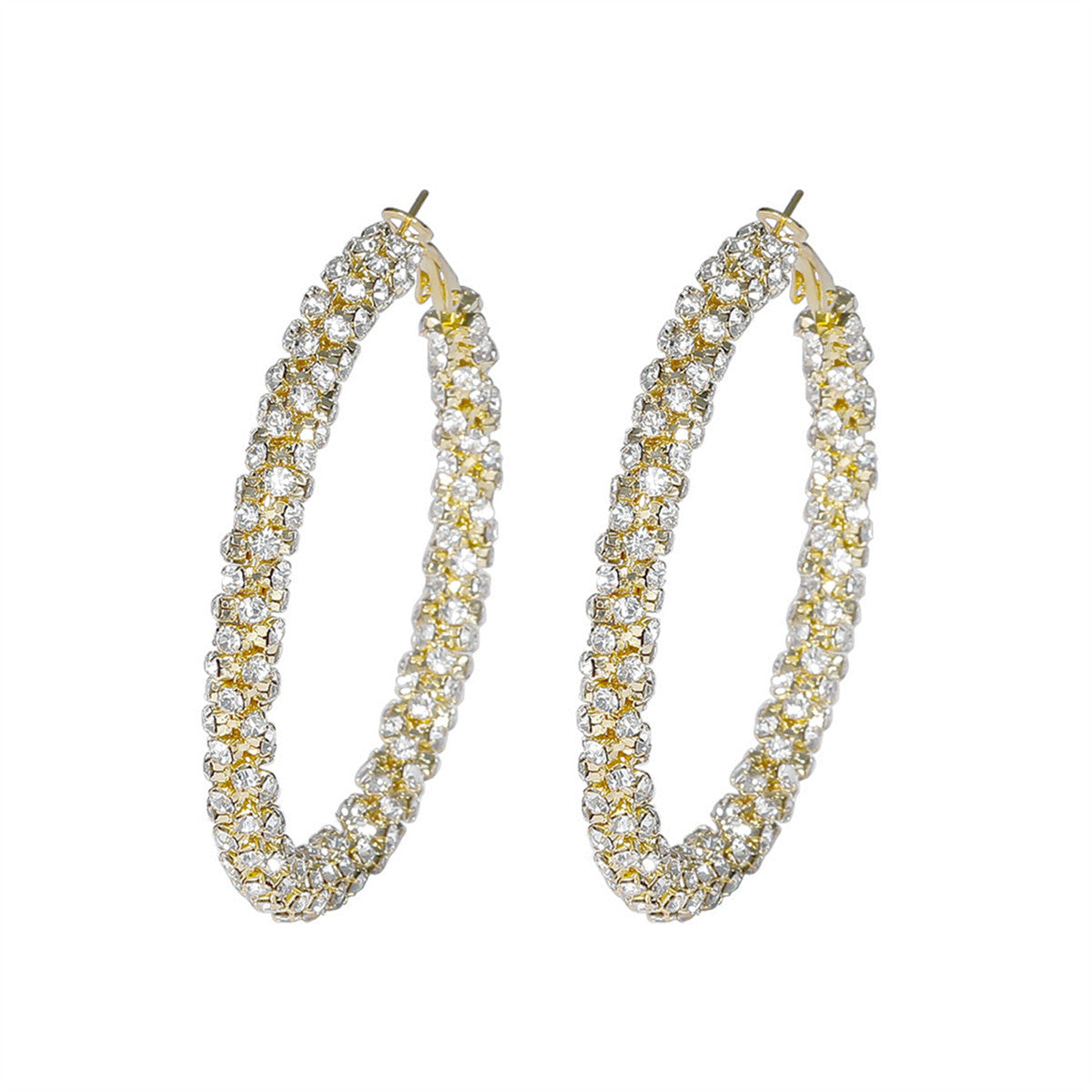 Natural Rhinestone Hoop Earrings
