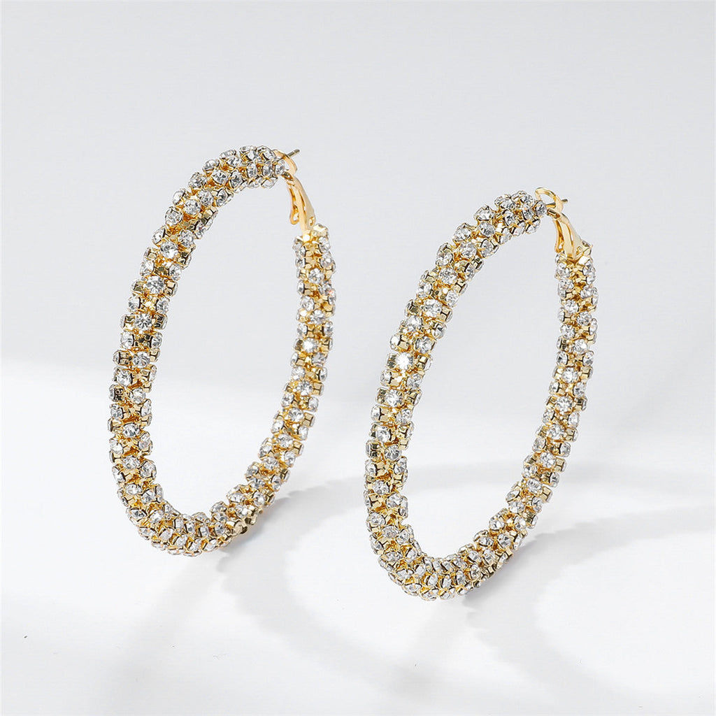 Natural Rhinestone Hoop Earrings