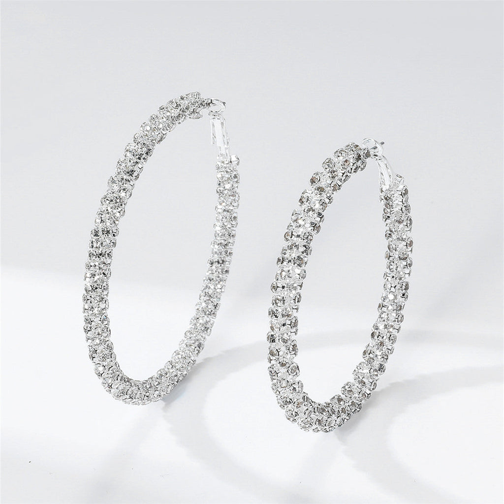 Natural Rhinestone Hoop Earrings