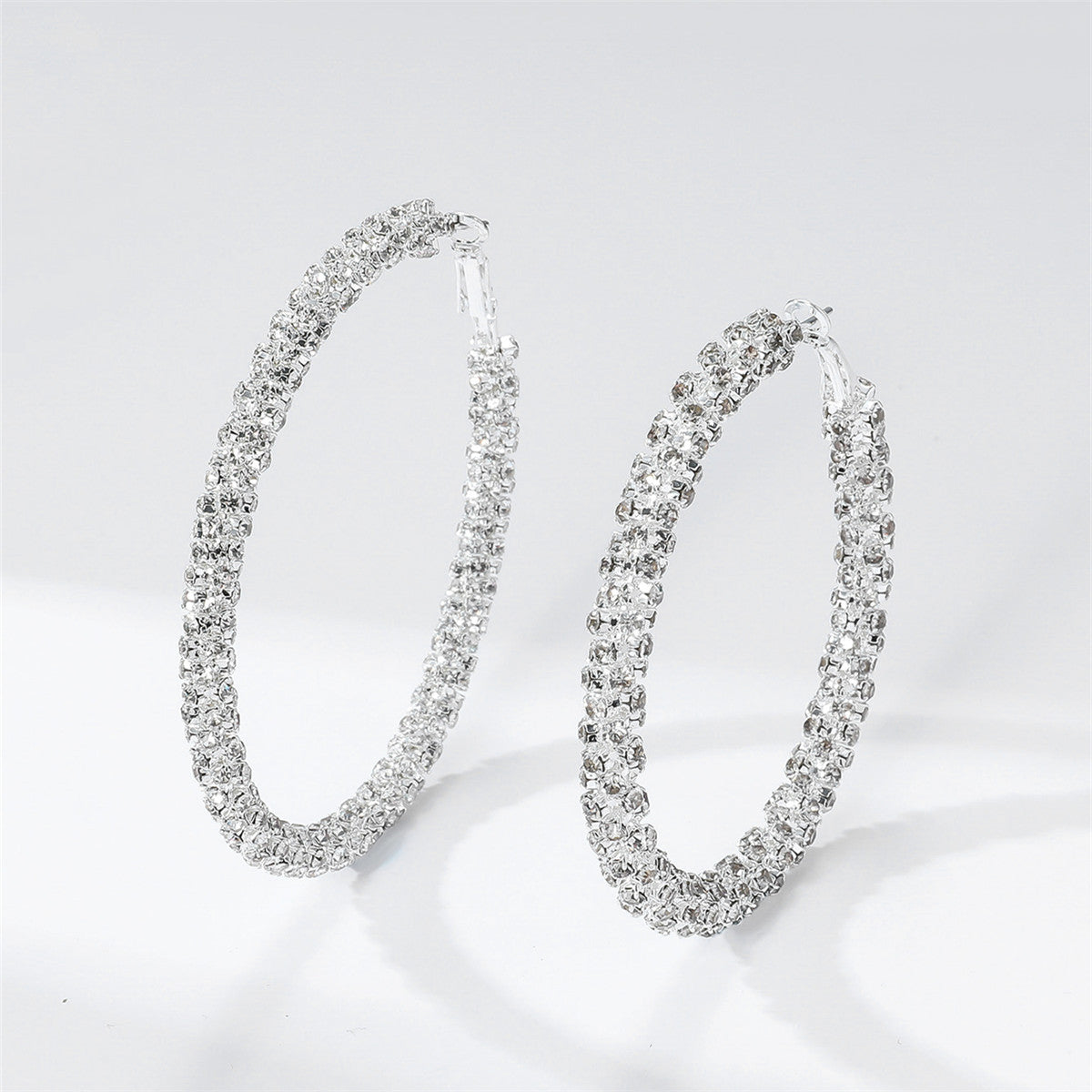 Natural Rhinestone Hoop Earrings