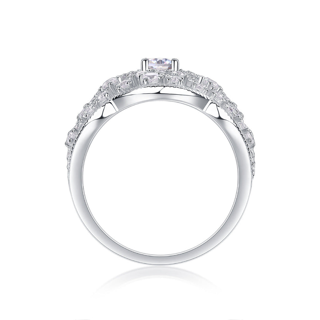 Sier Moissanite Luxury Inlaid Ring