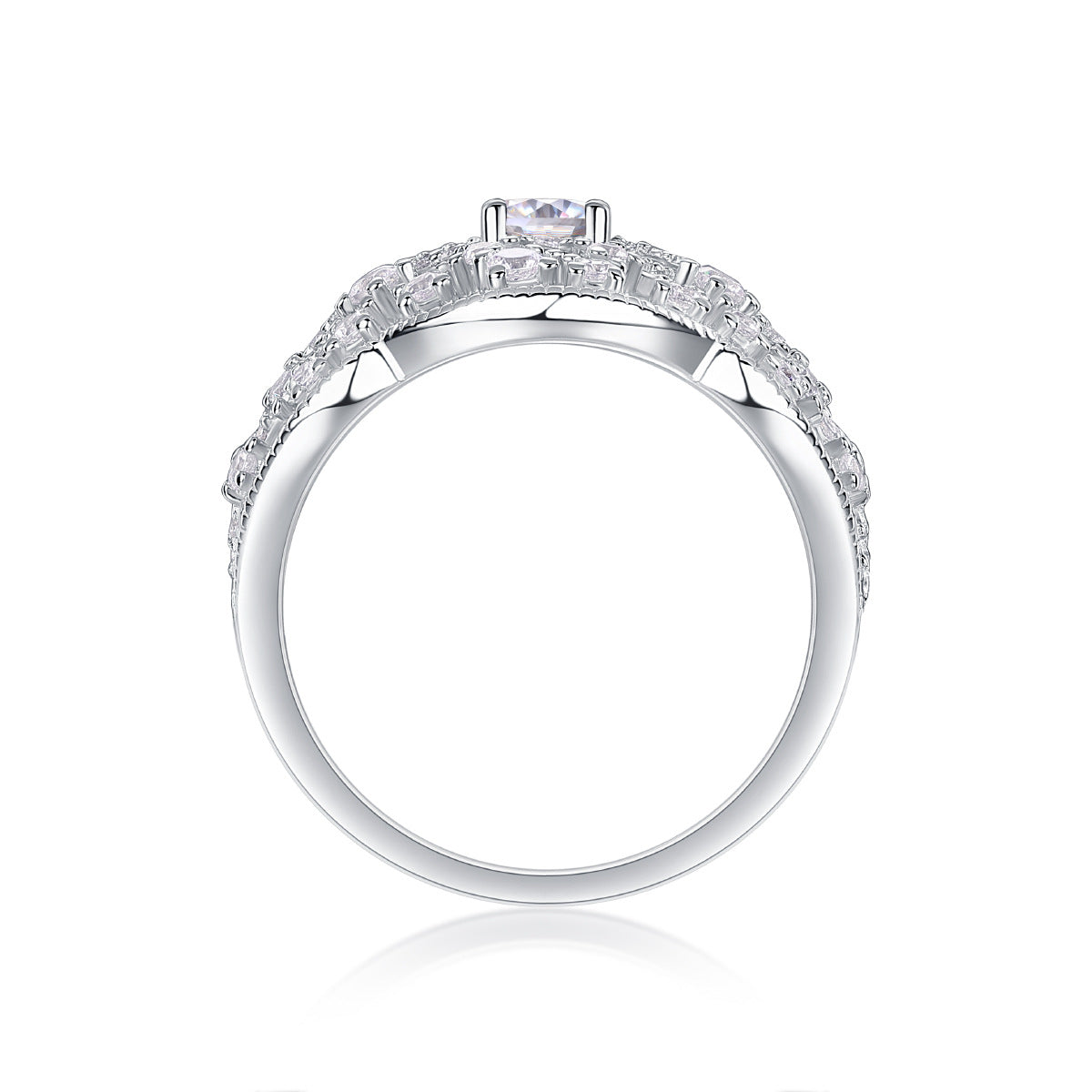 Sier Moissanite Luxury Inlaid Ring