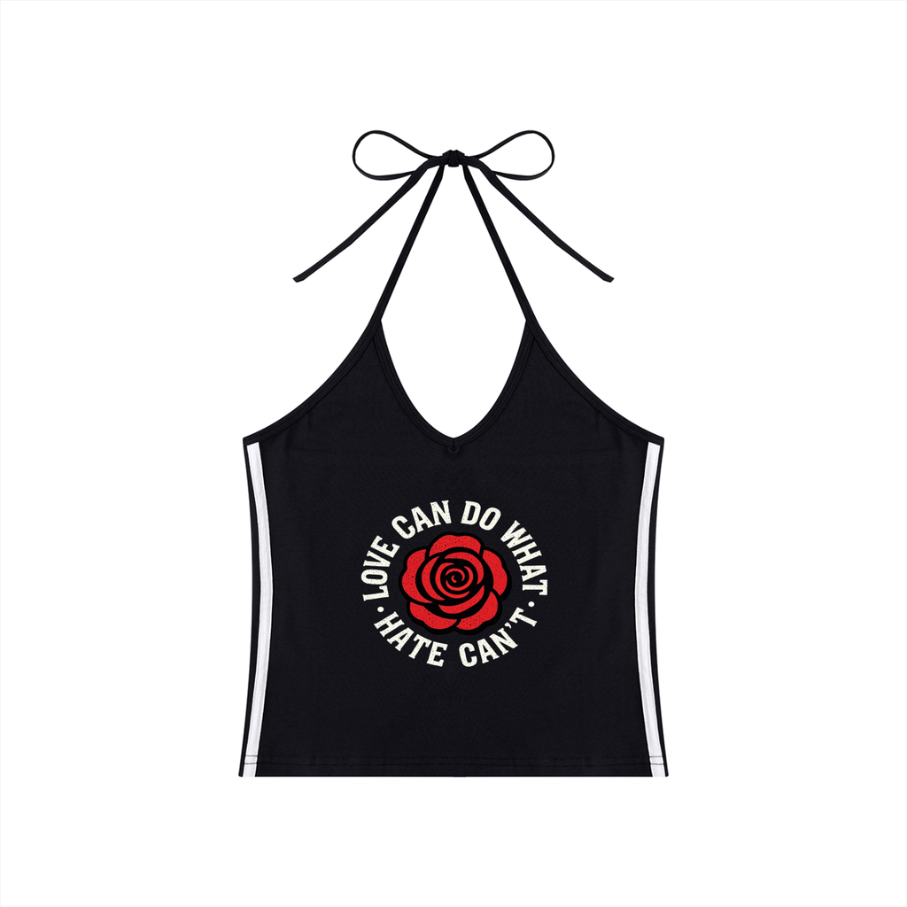 Women's Love Hard Halter Crop Tank Top