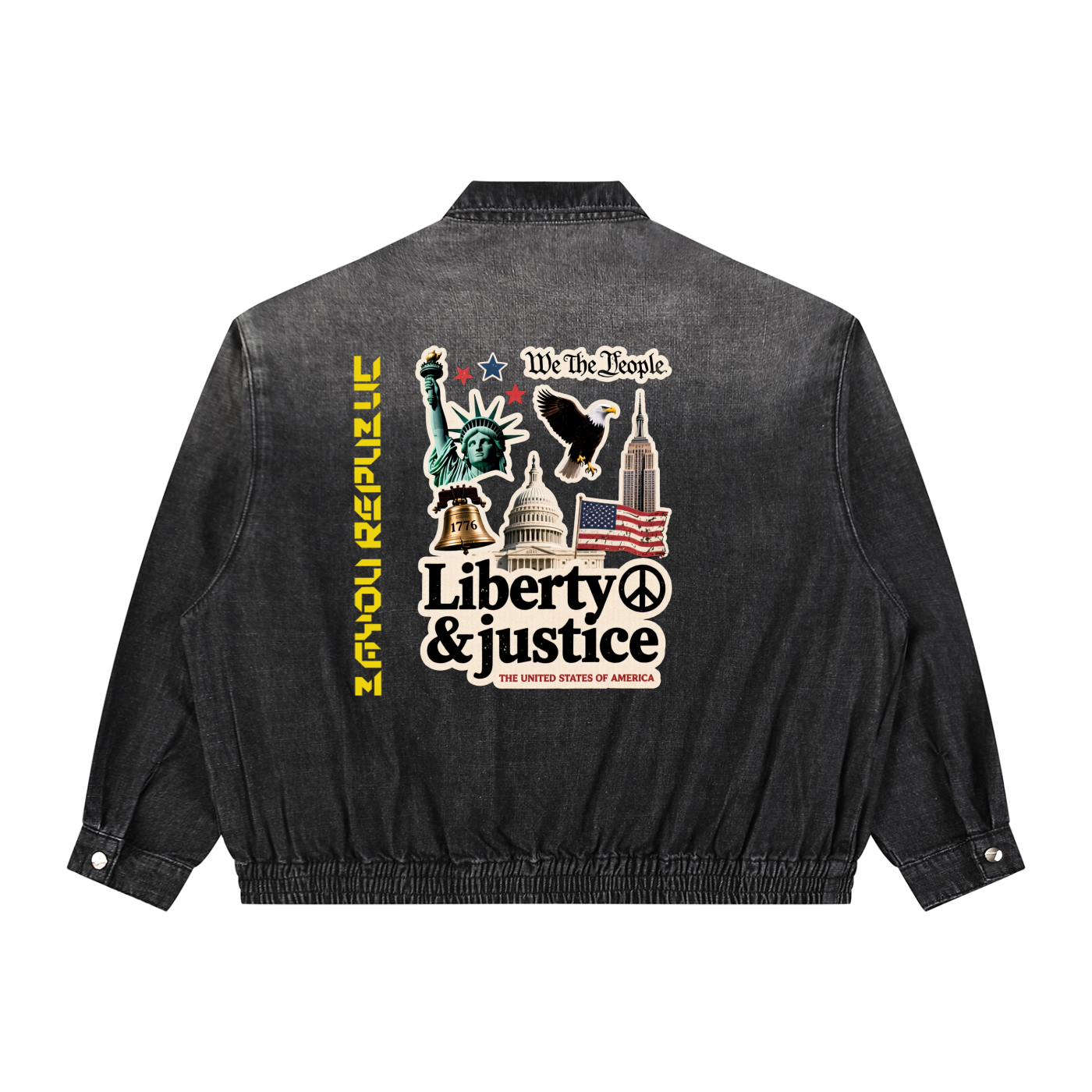 Unisex Vintage Wash Full-Zip Denim Jacket
