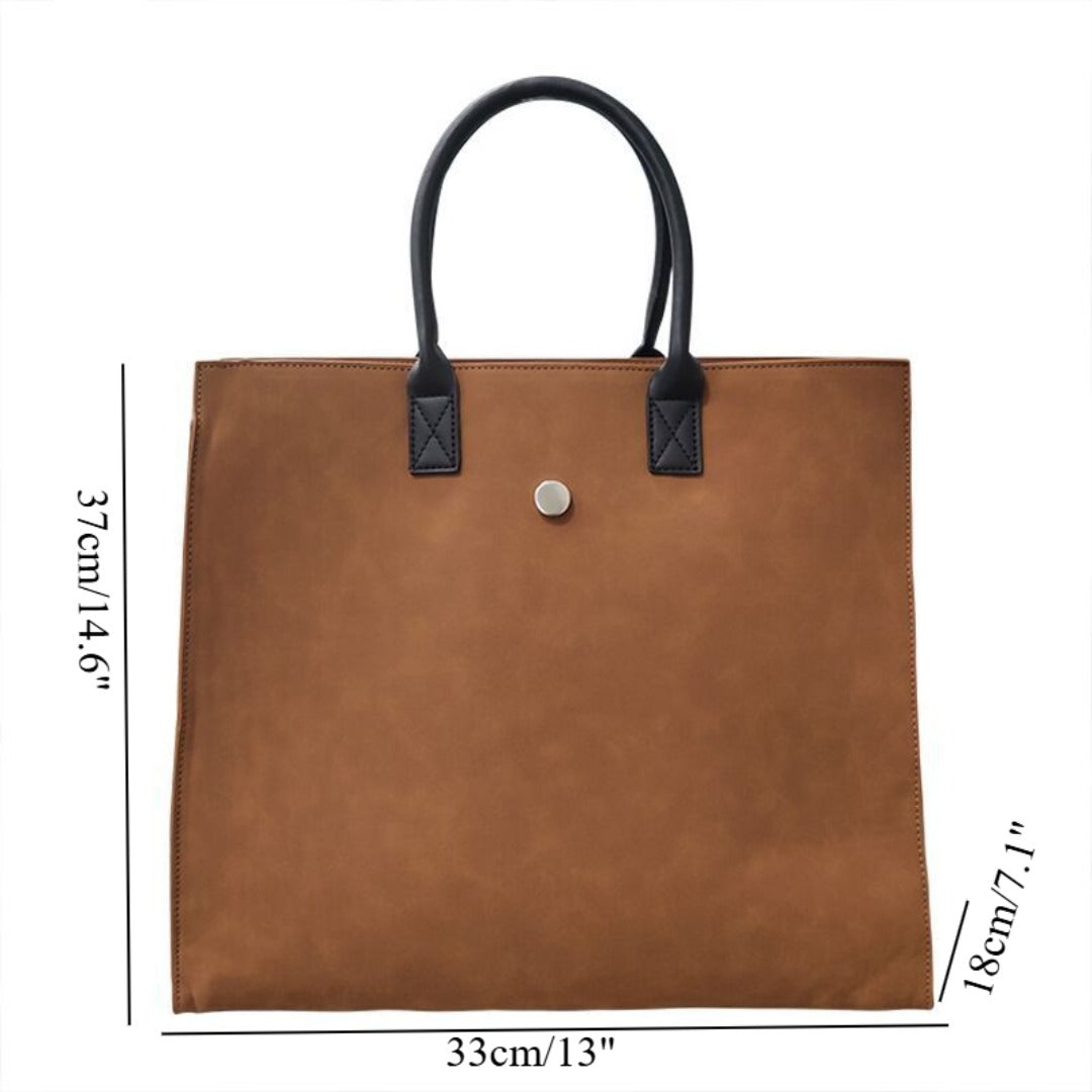 Large tote matte suede commuter shoulder bag