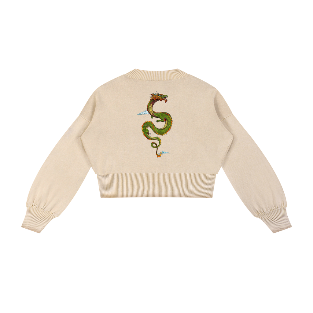 Mineral Wash Balloon Sleeve Cropped Sweater