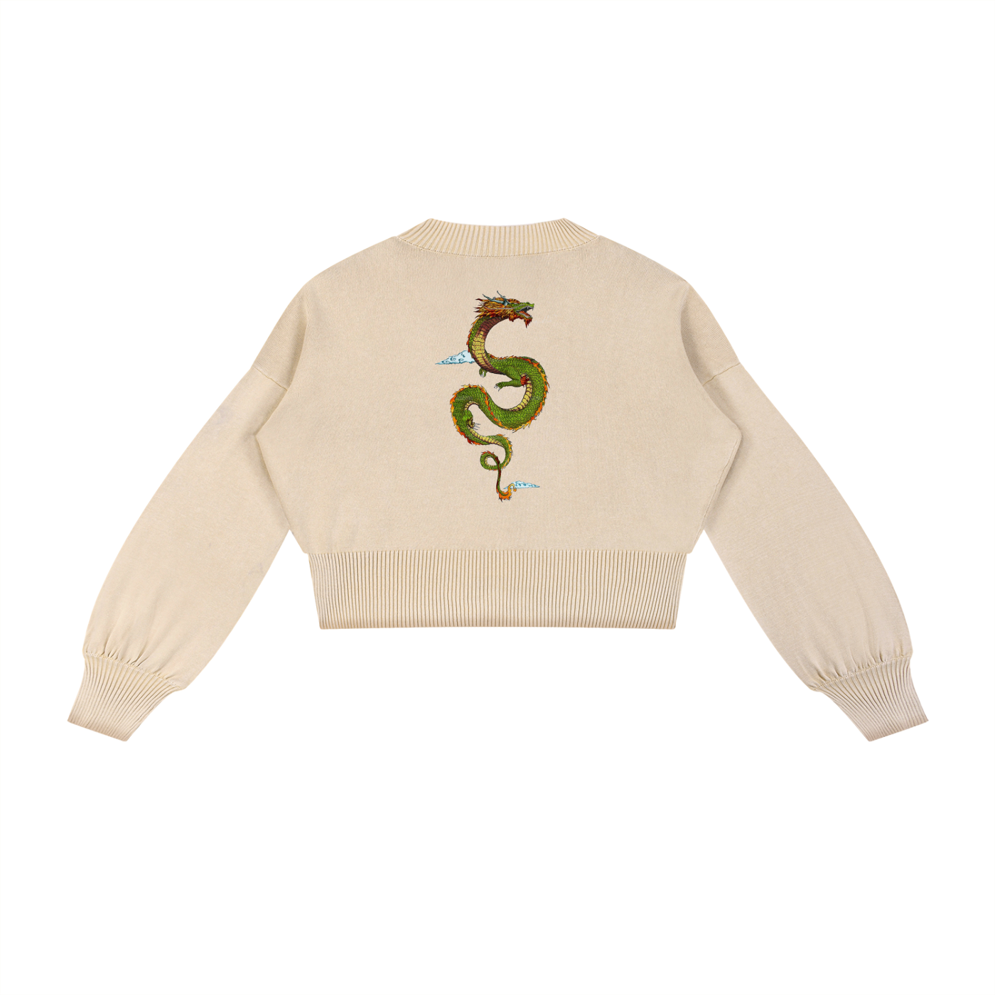 Mineral Wash Balloon Sleeve Cropped Sweater