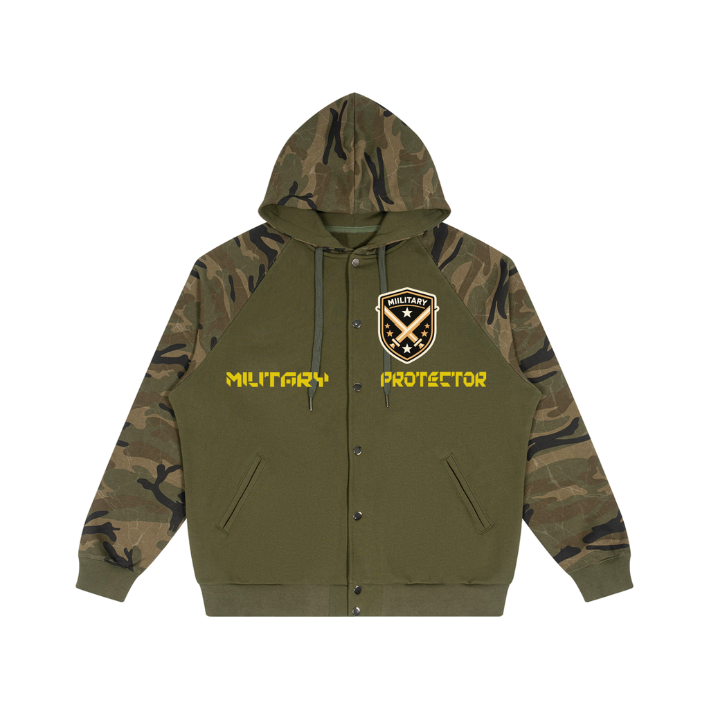 Unisex Camo-Splice Raglan Zip Hoodie