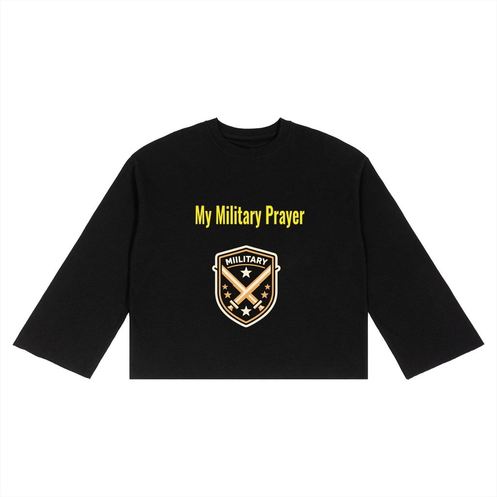 Military Prayer Unisex Waffle Raw Edge T-Shirt