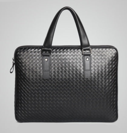 Men's Leather Large Briefcase Hand Woven Luxury Business Tote