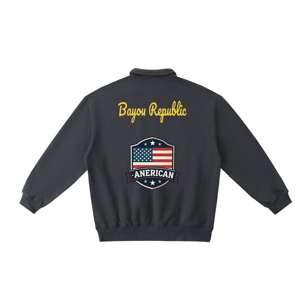 American Proud Polo-Collar Sweatshirt