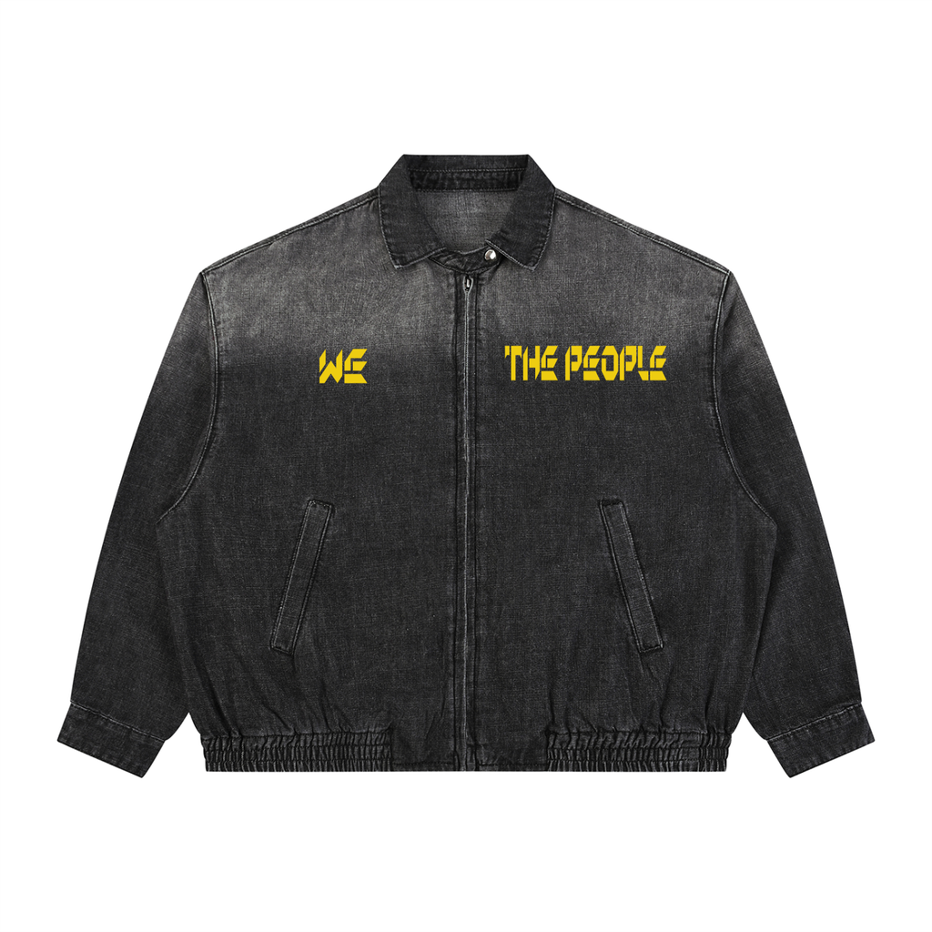 Unisex Vintage Wash Full-Zip Denim Jacket