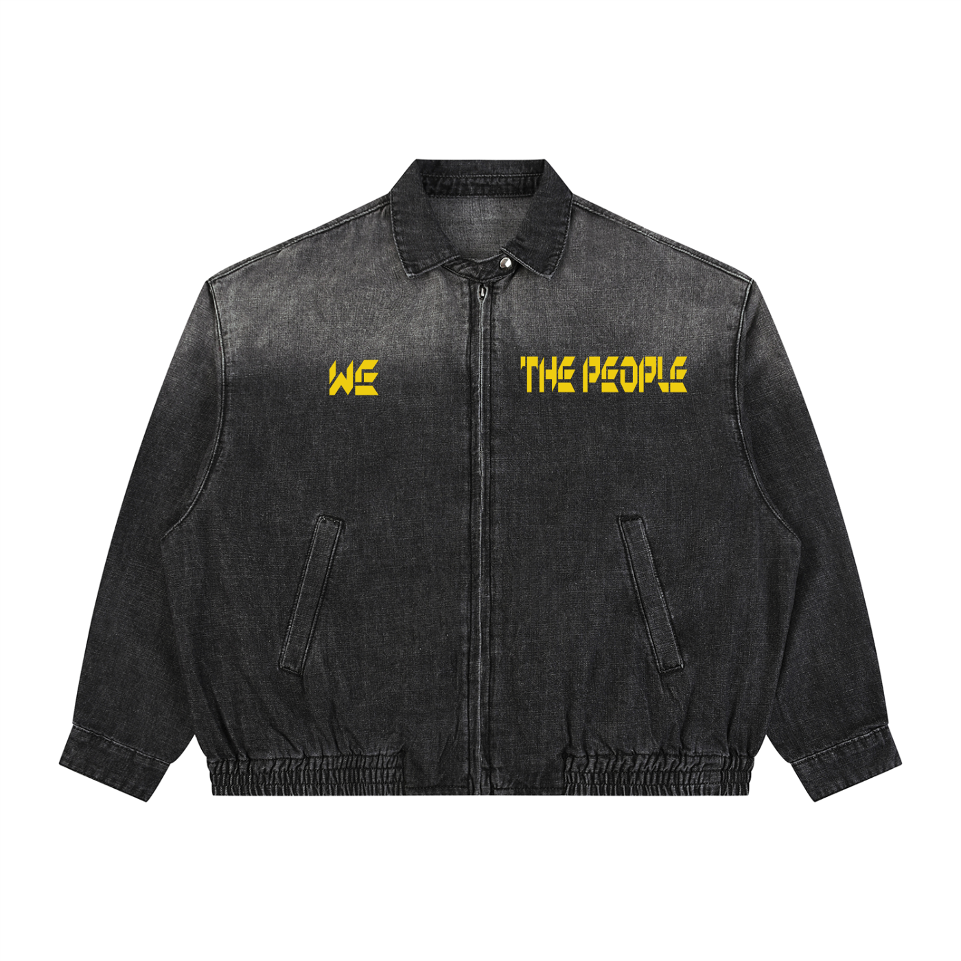 Unisex Vintage Wash Full-Zip Denim Jacket