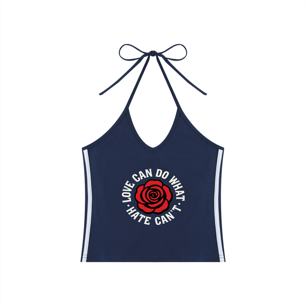 Women's Love Hard Halter Crop Tank Top